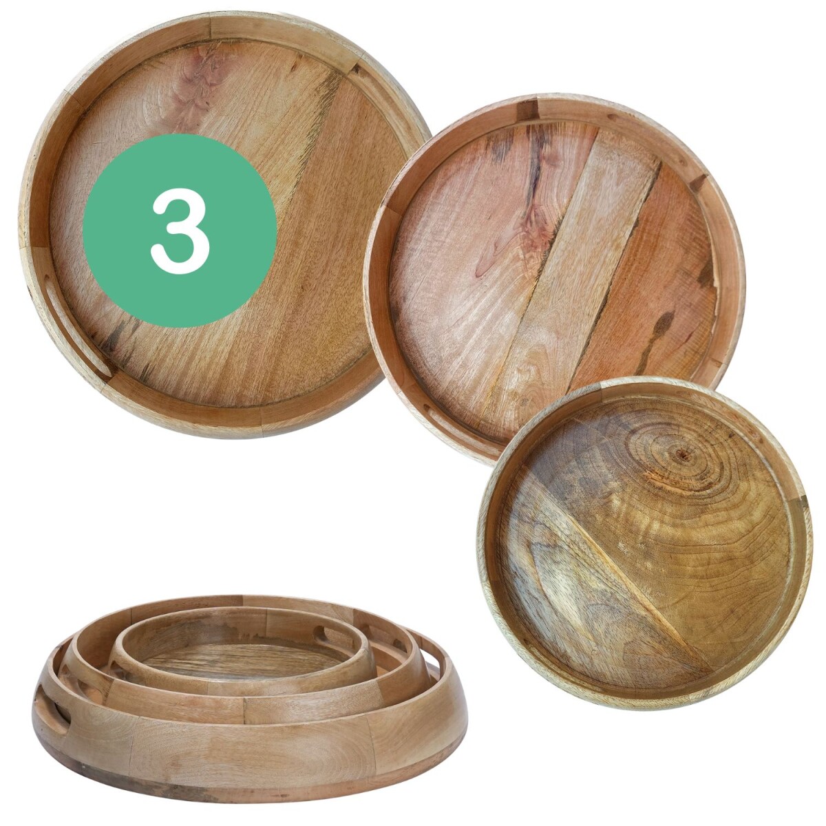 Juego de 3 bandejas redondas Kahaya | Ba box