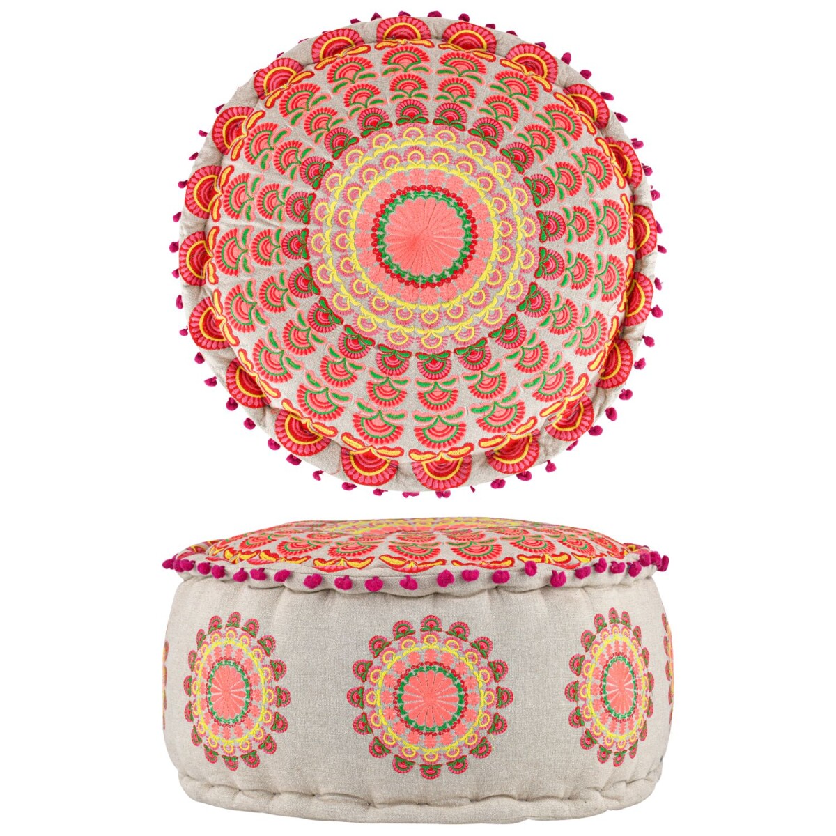 Puf Garet Naranja | Puf redondo de algod box