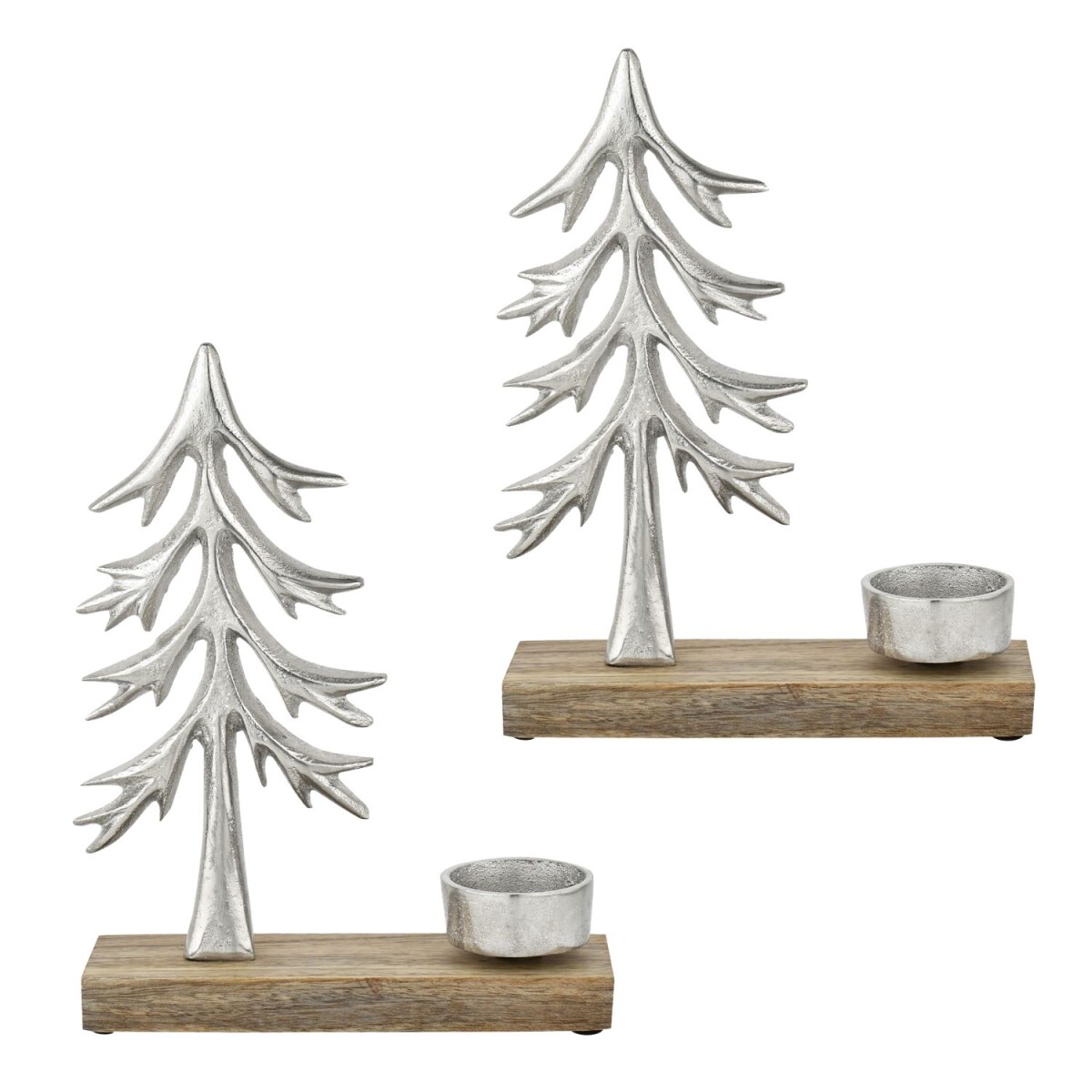 Portavelas Xmas 1, plata, juego de 2, aluminio con base de m
