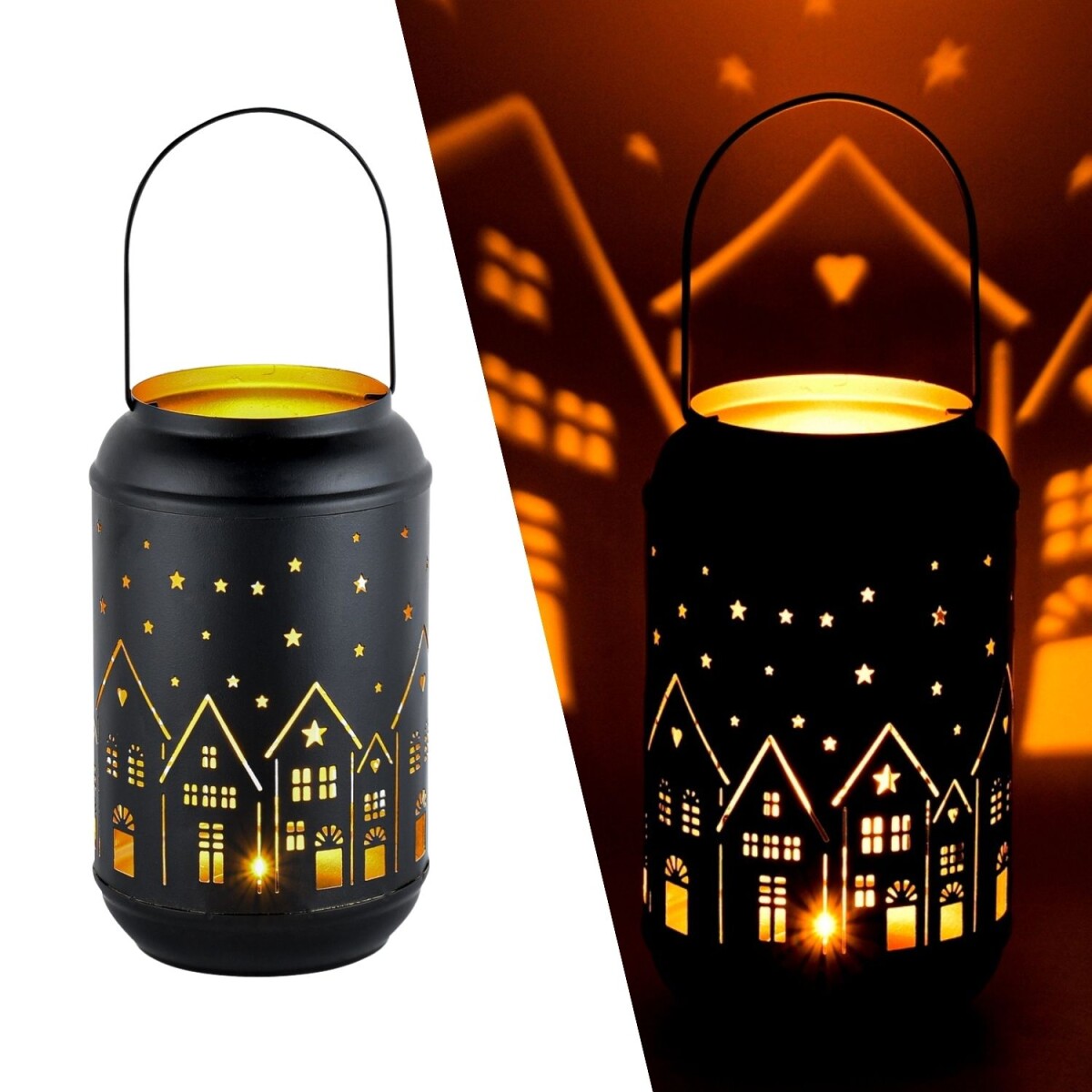 Portavelas Glowtree de 20 cm, negro y do box