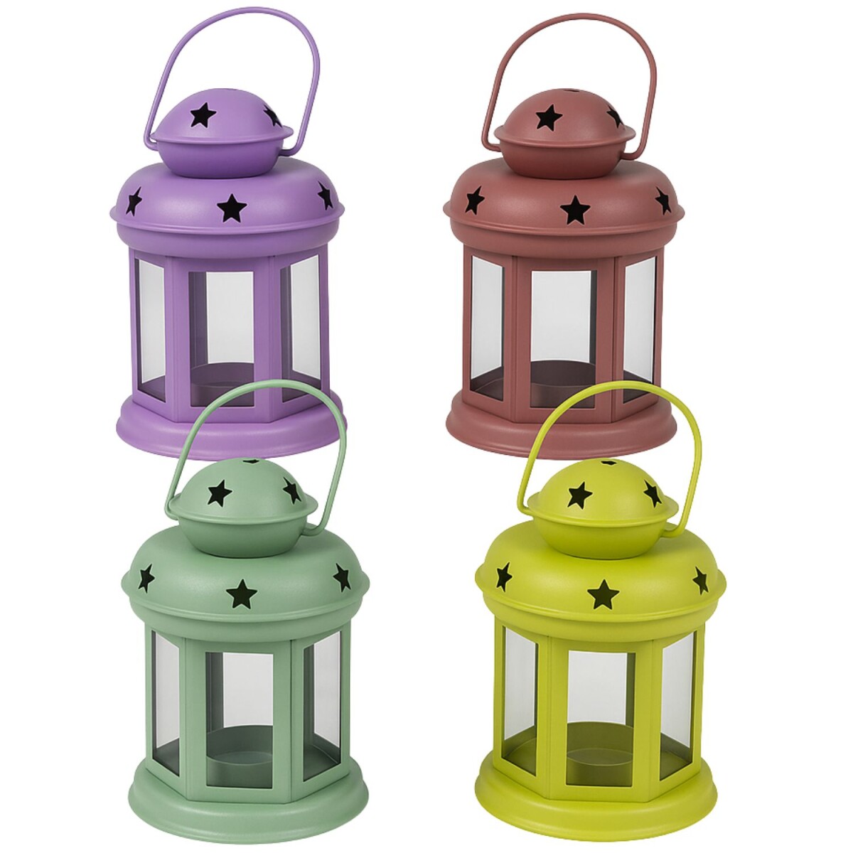 Juego de 4 farolillos Eolea multicolores de 15 cm | Portavel