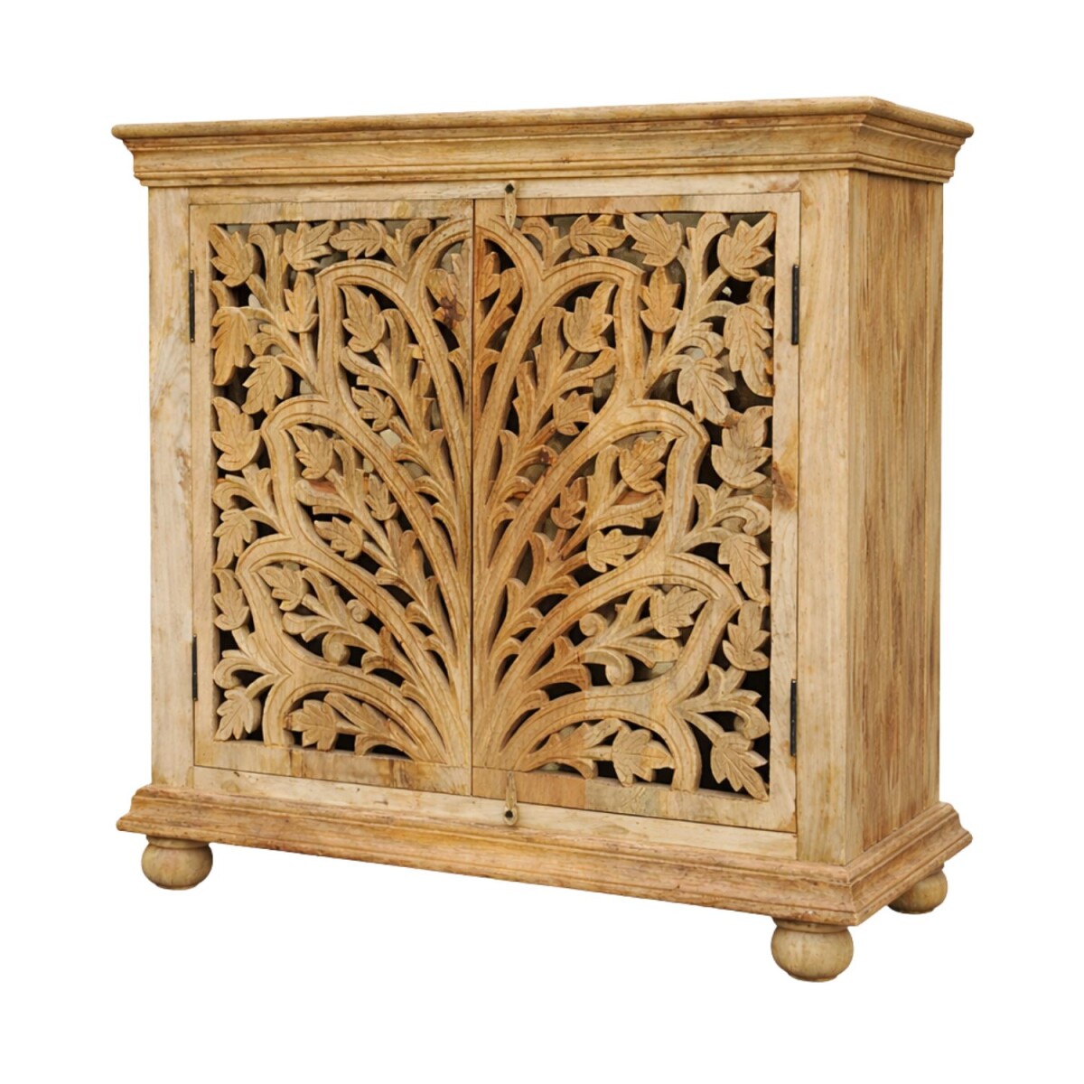 Cómoda Saheera de madera maciza tallada a mano, estil