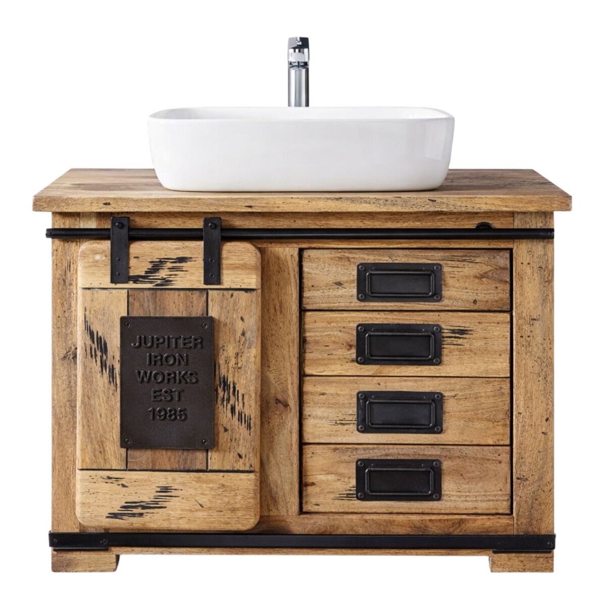 Mueble bajo para lavabo EFGH Industrial Vintage de madera ma