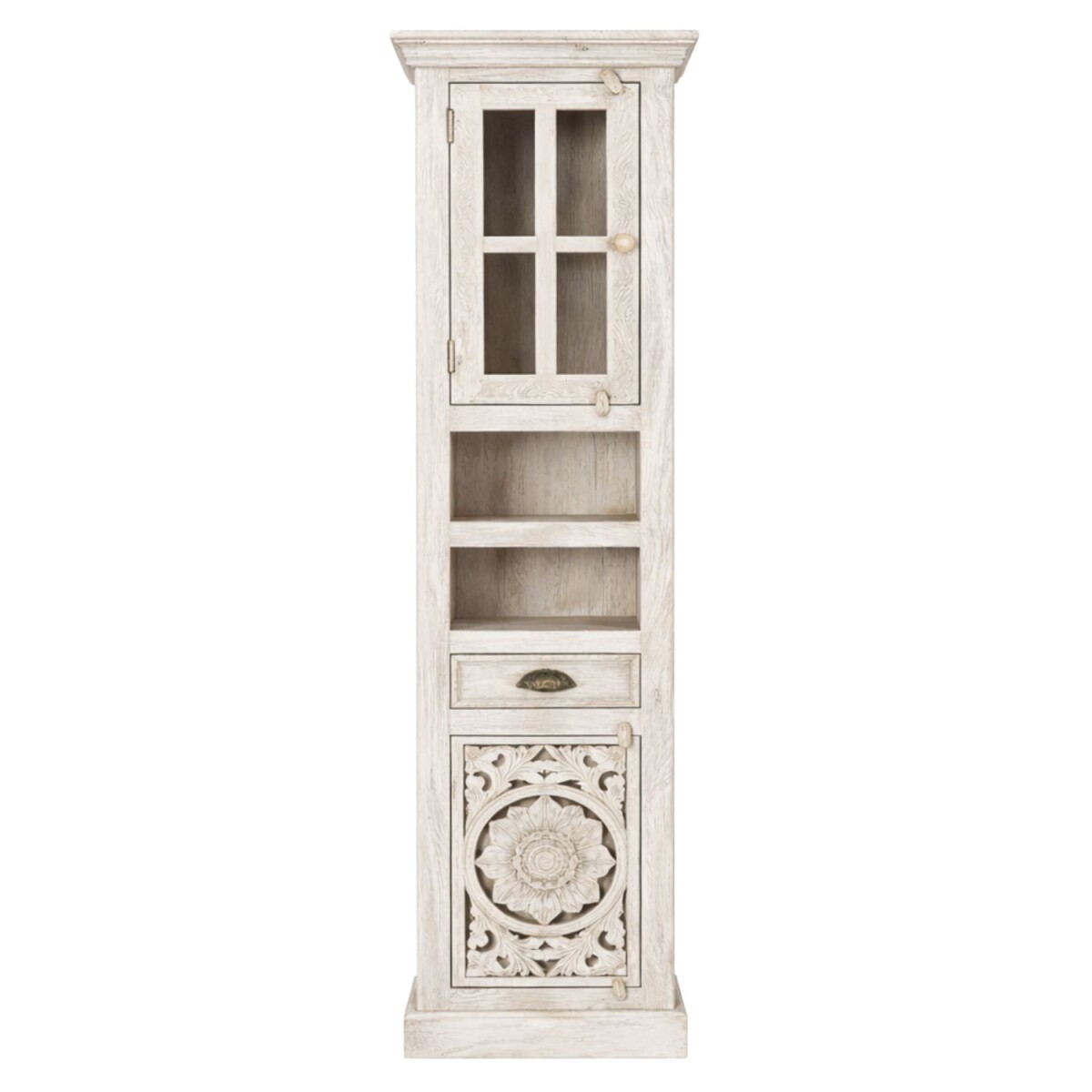 Mueble de baño Kirpal blanco, estilo oriental, madera