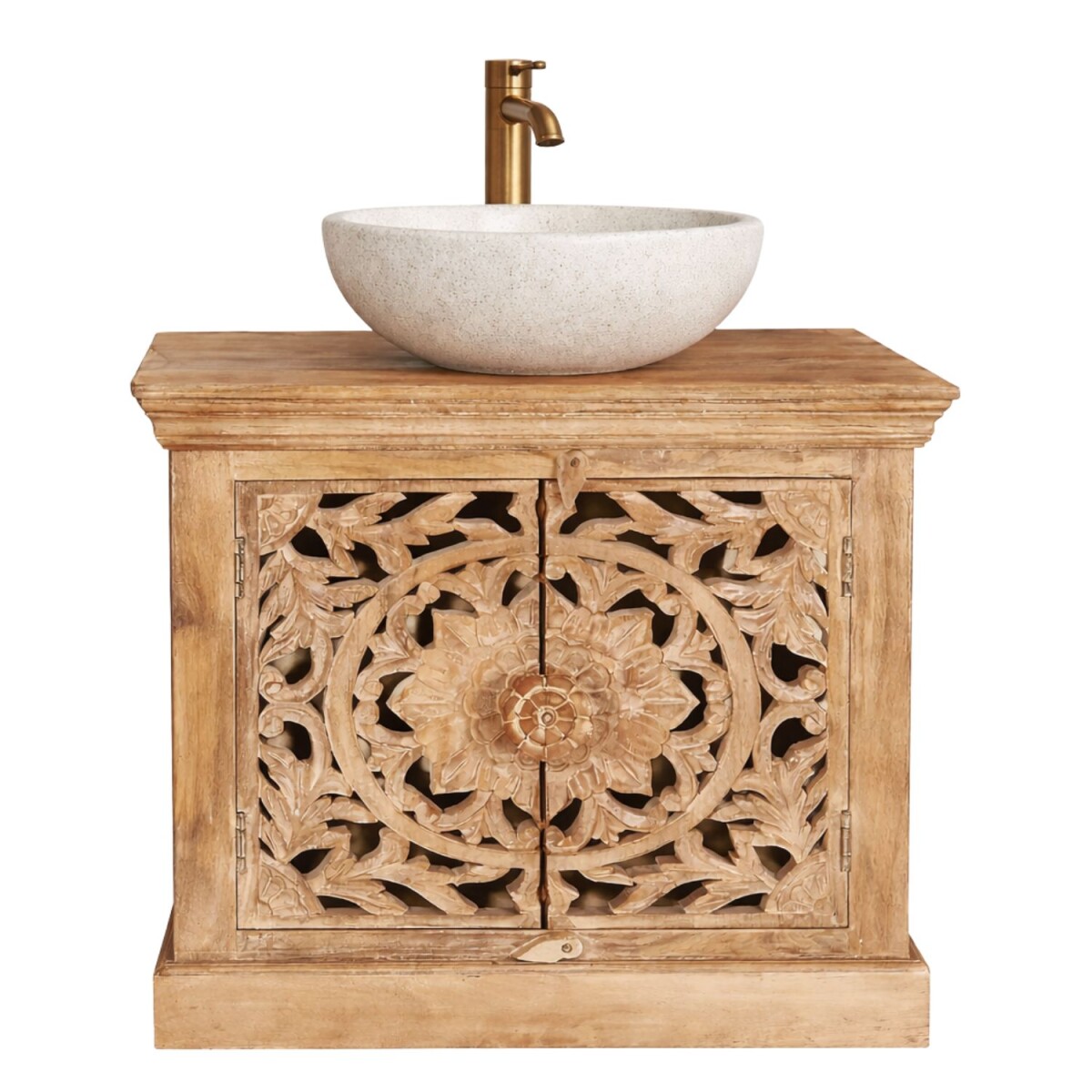 Mueble bajo para lavabo Kirpal Natur, estilo oriental, mader