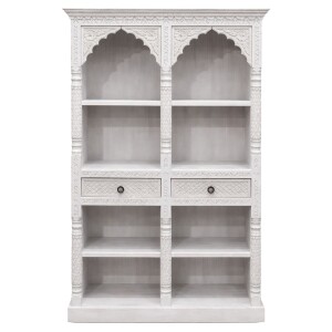 Librería Rekha blanca de 195 cm, madera maciza,...