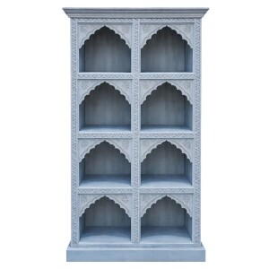 Librería Fawad azul de 180 cm, madera maciza,...