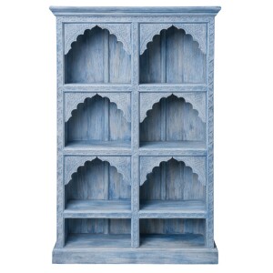 Librería Rinara azul de 160 cm, madera maciza,...
