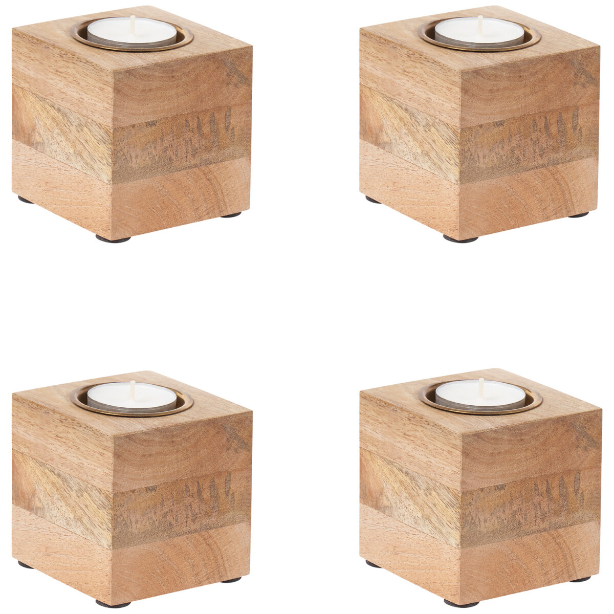 Juego de 4 portavelas de madera para dec box
