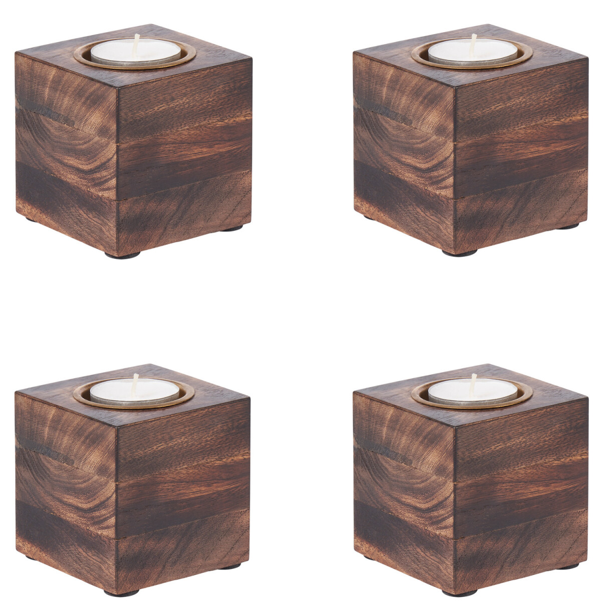 Juego de 4 portavelas de madera para dec box