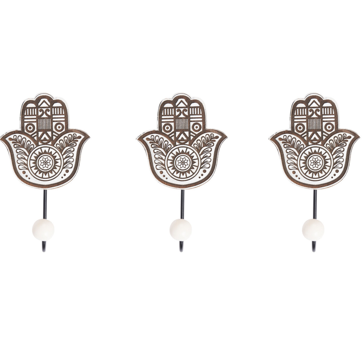 Juego de 3 ganchos de pared orientales «Hares» -