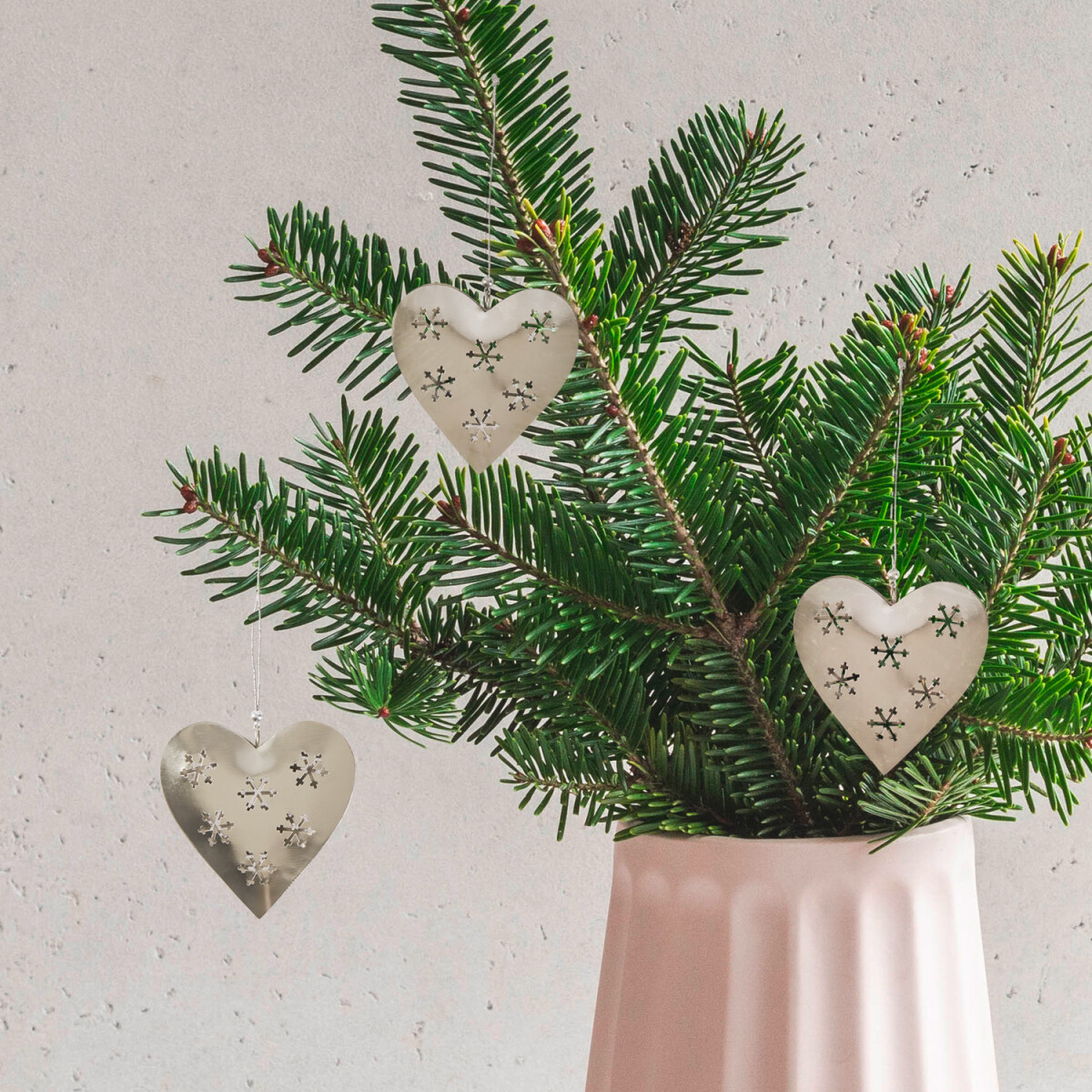 Lote de 3 adornos navideños en forma de corazó