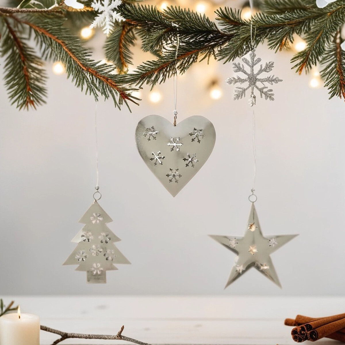 Lote de 3 adornos navideños, deco box