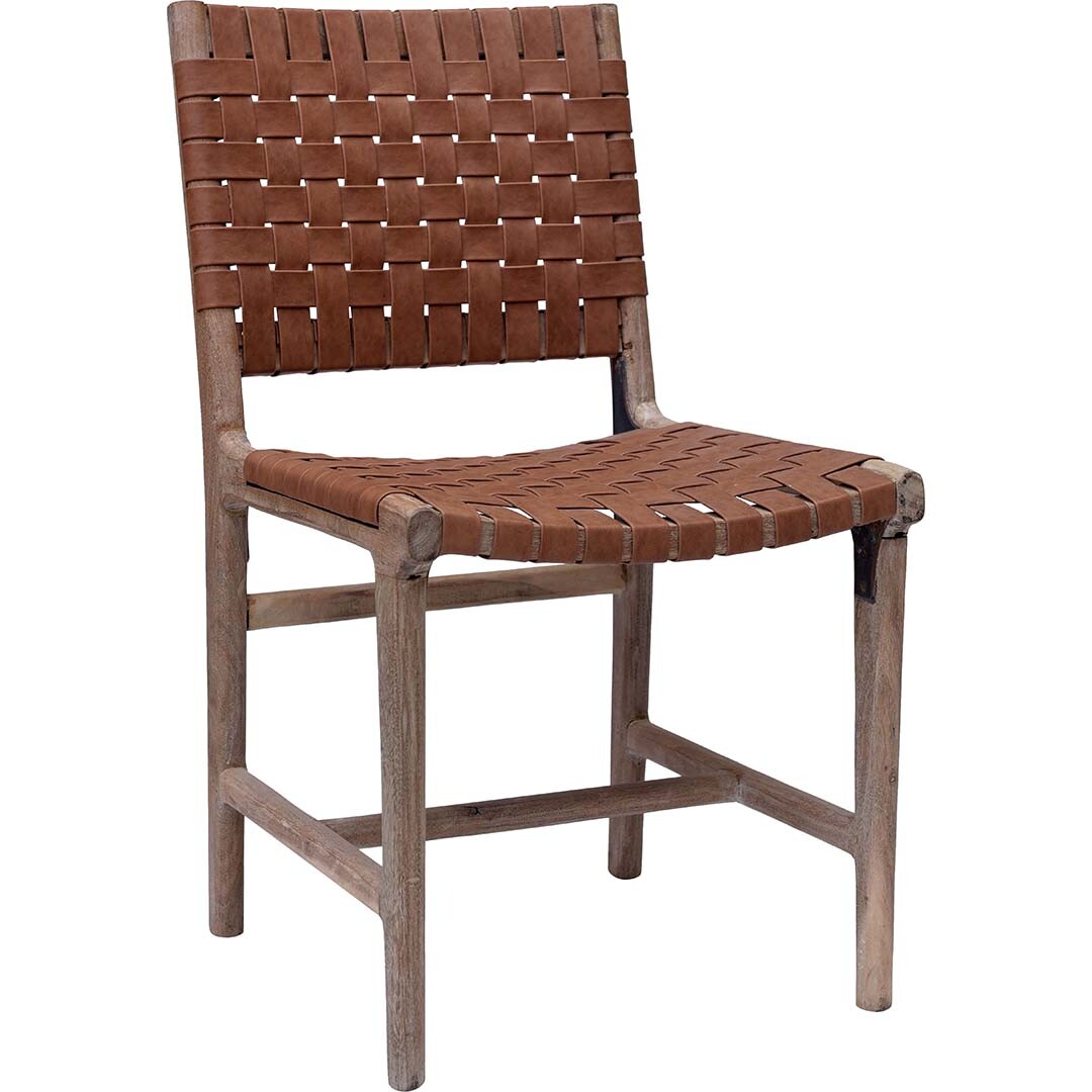 Silla de comedor James con cuero trenzad box