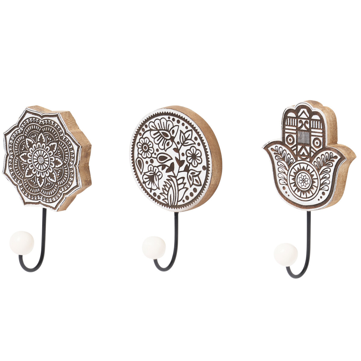 Juego de 3 ganchos de pared orientales & box