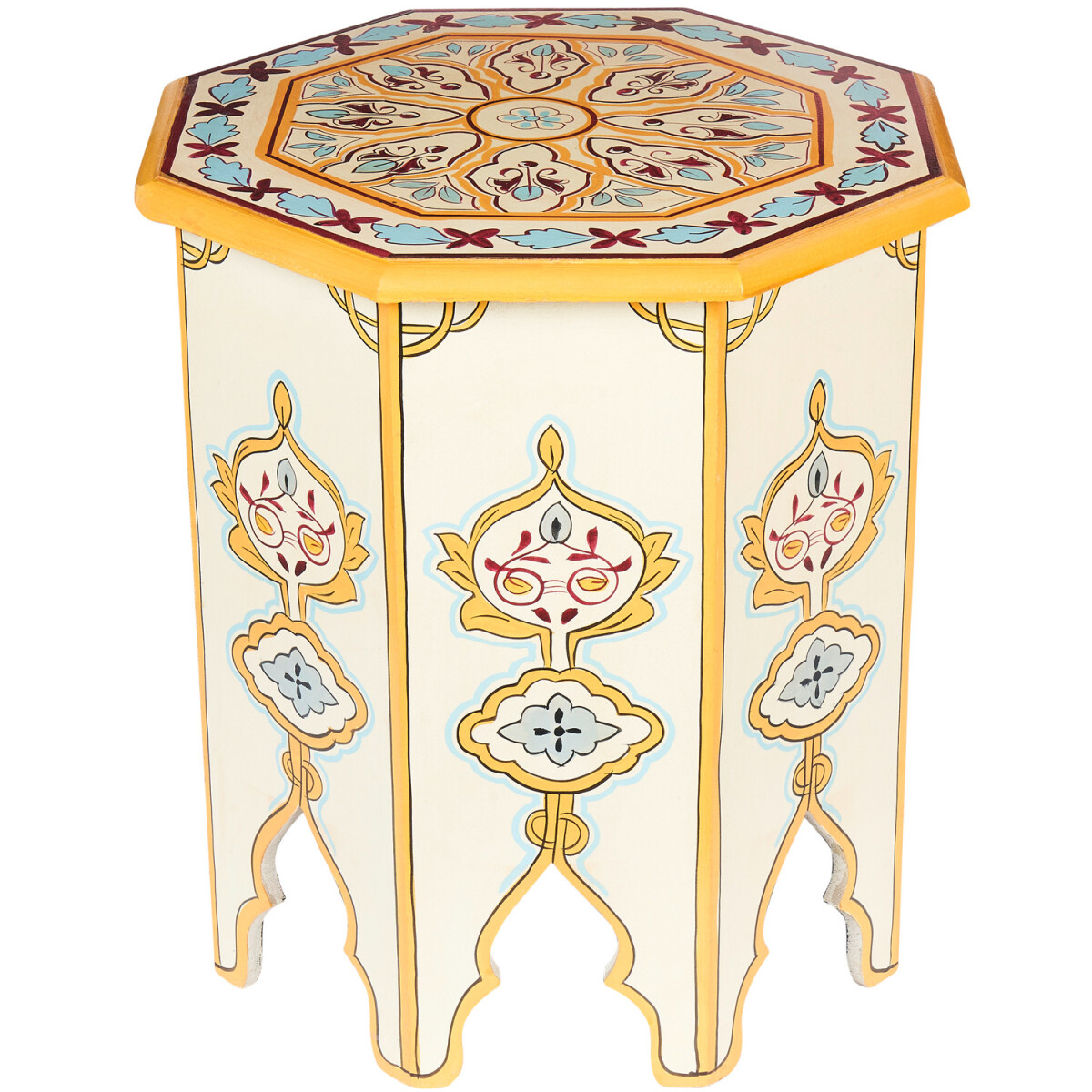 Mesita auxiliar oriental con taburete floral Gargar, color b