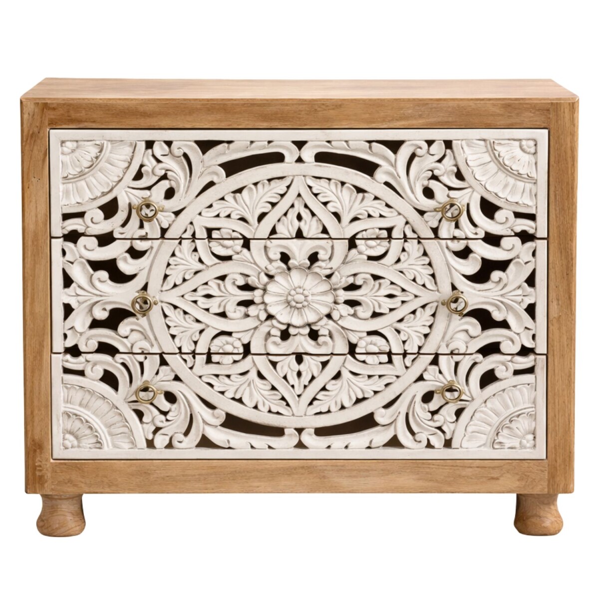 Cómoda Ganan en blanco natural, 9 box