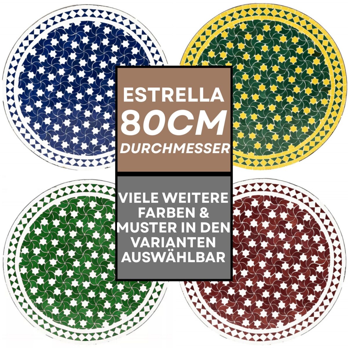 Mesa marroquí con mosaicos Estrella 80 cm | Hecha a m