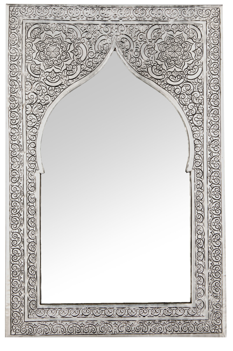 Espejo oriental Malika, color plata, pequeño