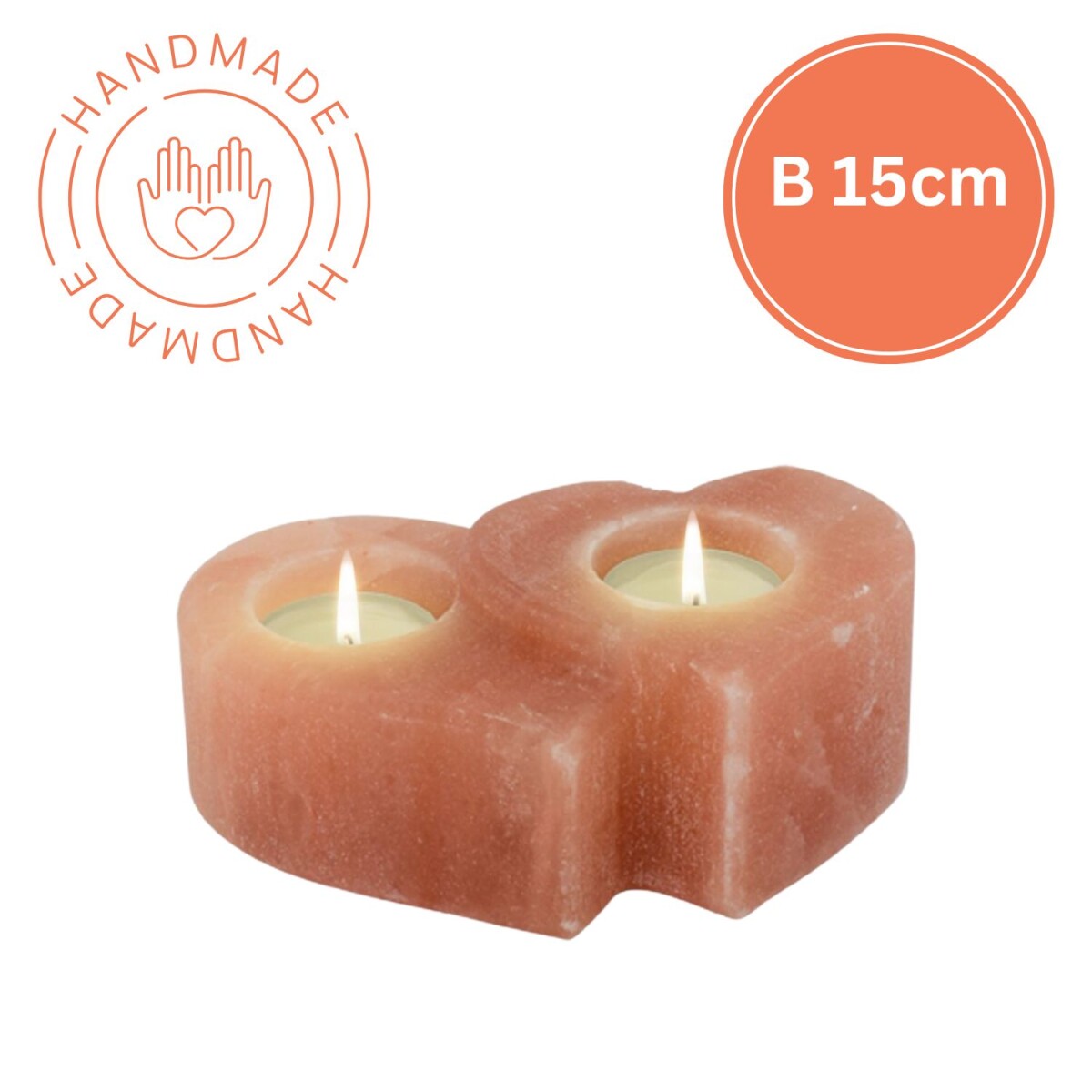 Portavelas de cristal de sal TWIN HEART  box