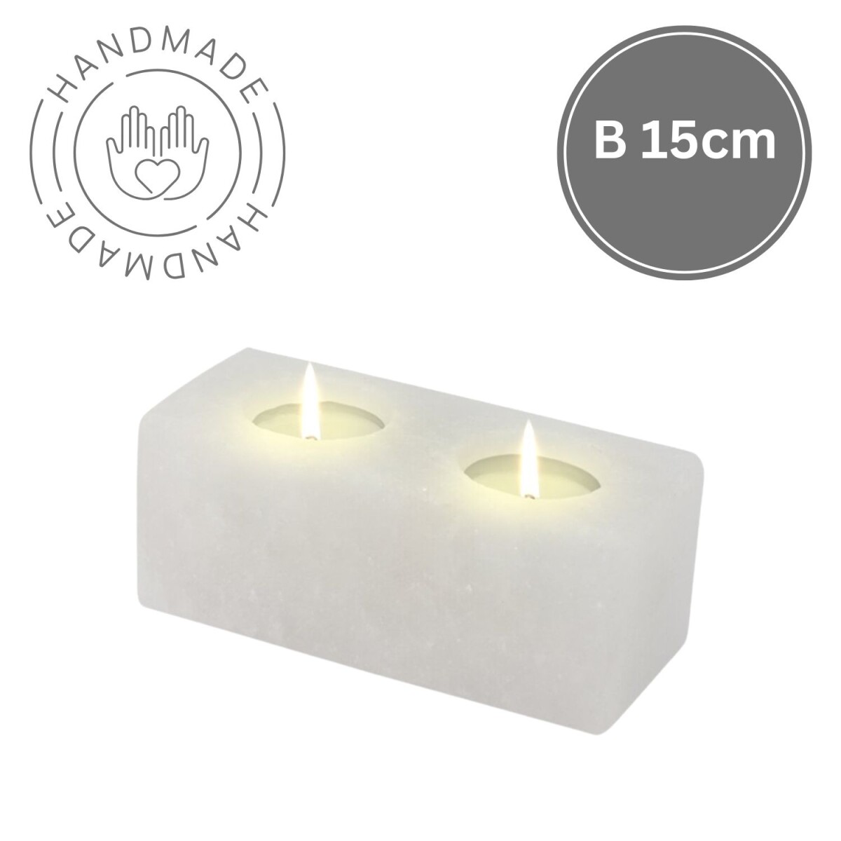 Portavelas de cristal de sal TWIN CUBE White Line | Hecho...