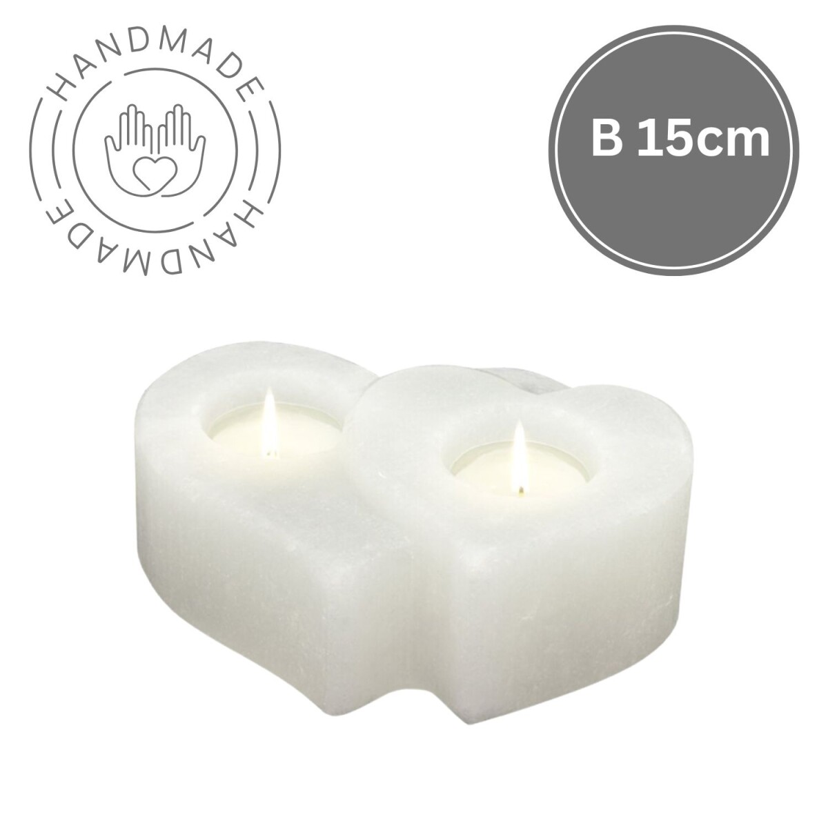 Portavelas de cristal de sal TWIN HEART White Line |...