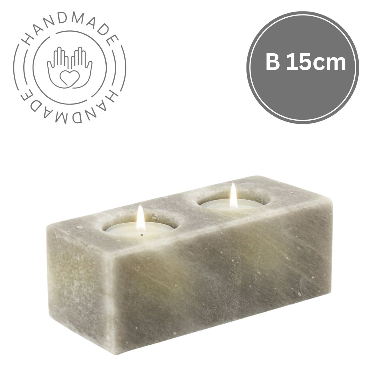 Portavelas de cristal de sal TWIN CUBE Grey Line | Hecho...