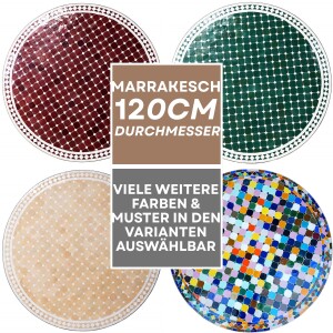 Mesa marroquí con mosaicos de Marrakech, 120 cm |...