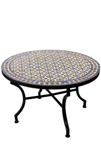 Mesa marroquí de mosaico Albaicín, beige y...
