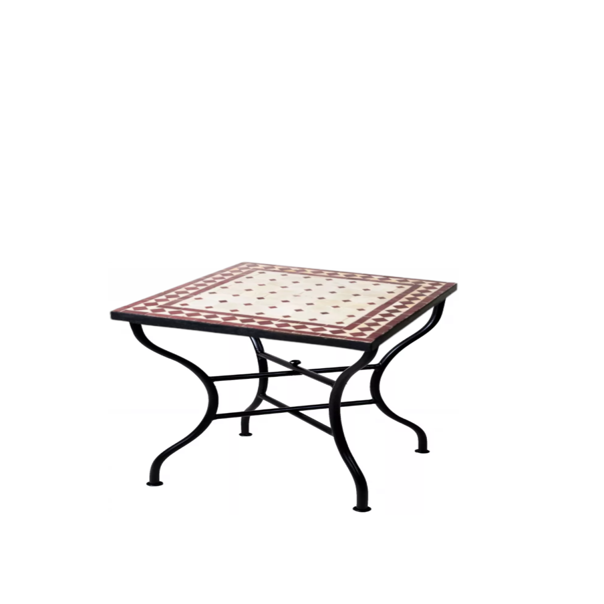 Mesa marroquí con mosaicos de Marrakech, color beige 