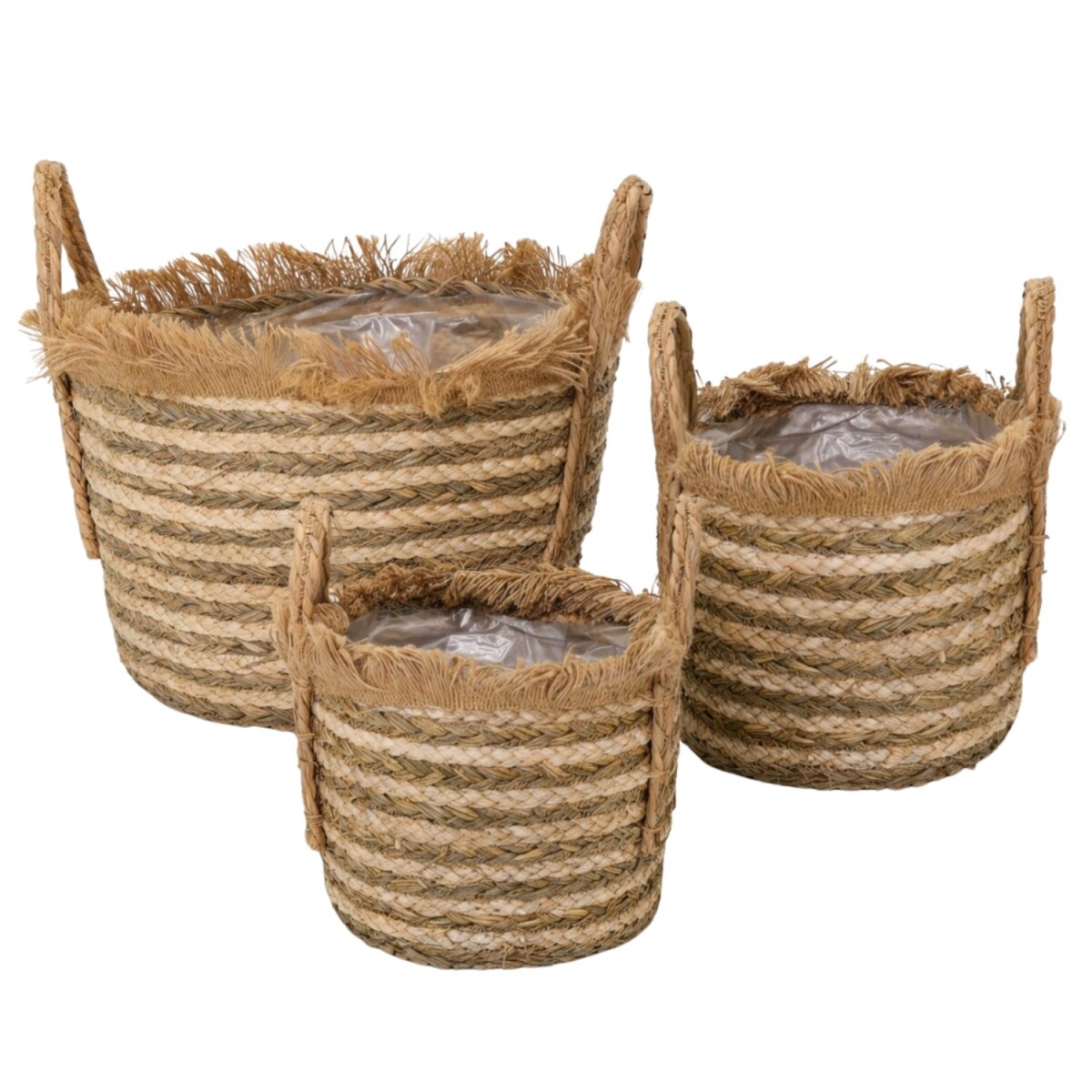 Juego de cestas naturales con flecos | C box