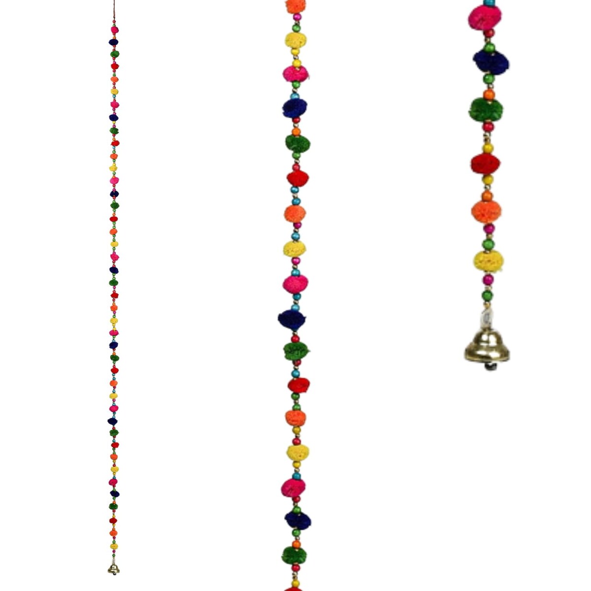 Colgador decorativo de pompones de colores con cuentas y cas