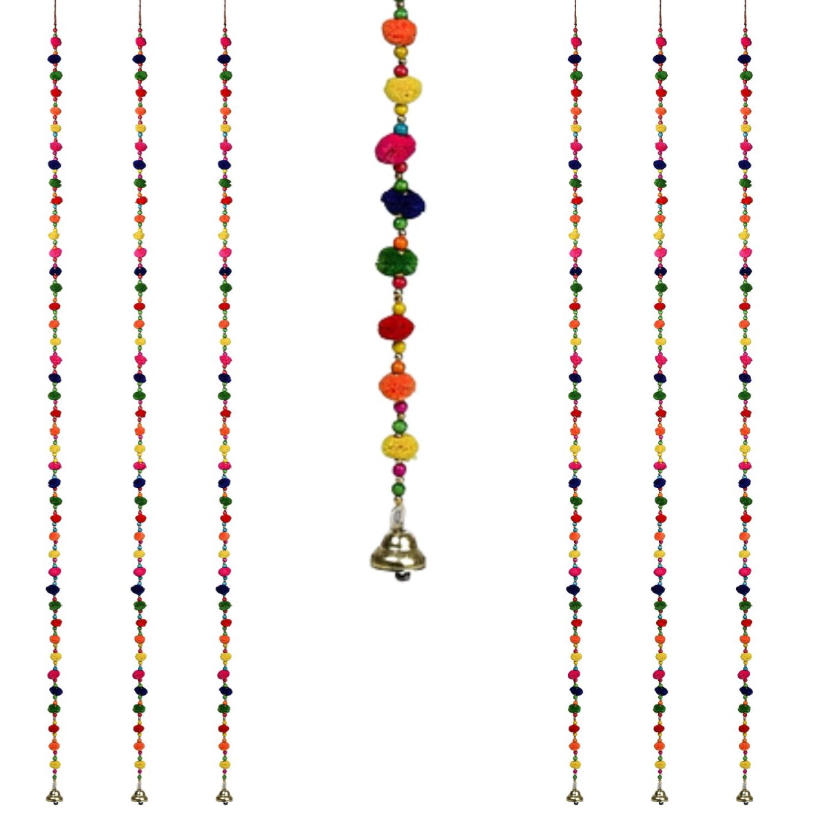 Lote de 6 colgantes decorativos de pompones de colores con c