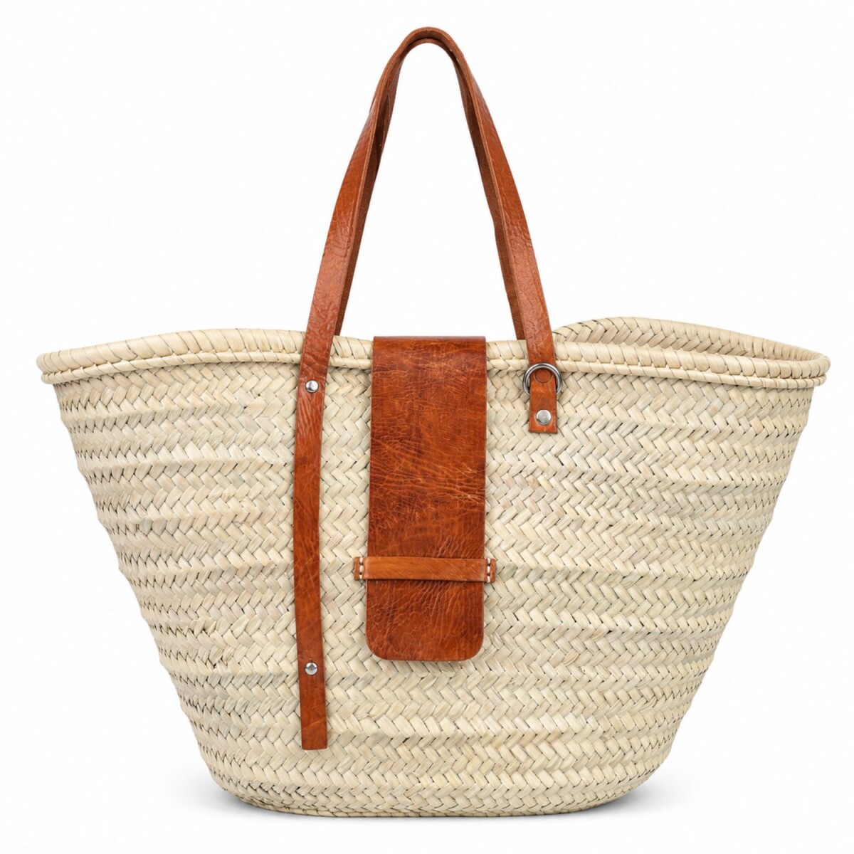 Bolso de mimbre Birdie, de hoja de palma y cuero natural, gr
