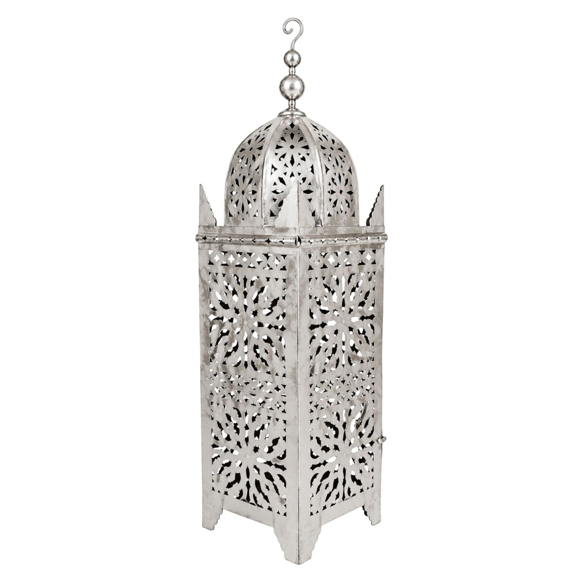 Linterna marroquí Frane, plateada, 105 cm, metal, Mar