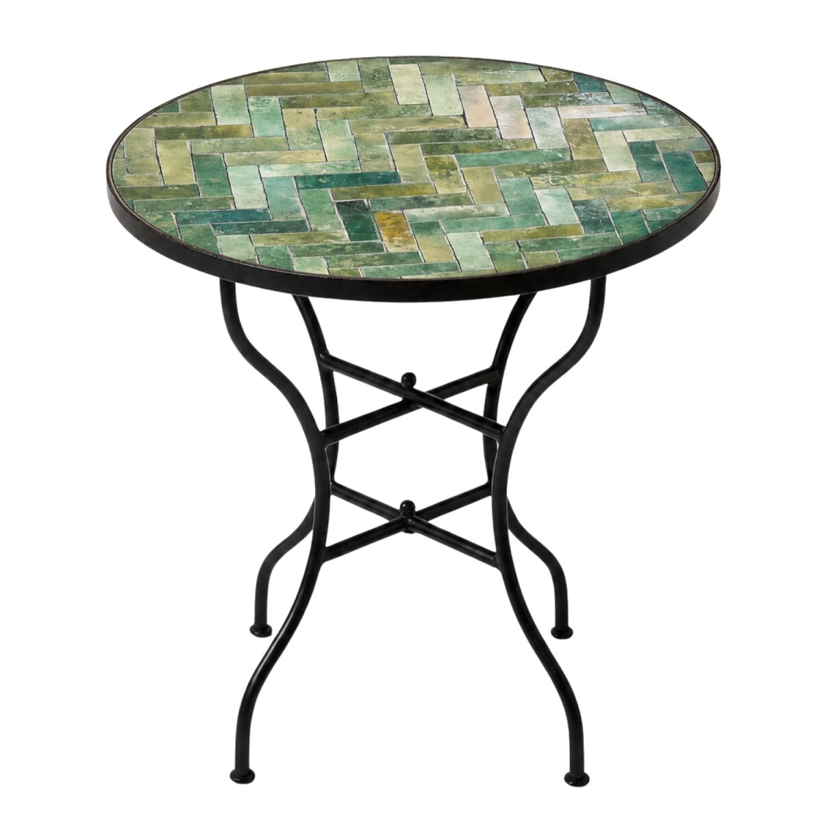 Mesa de mosaico Gordes verde, Ø 60 cm, plegable, de M