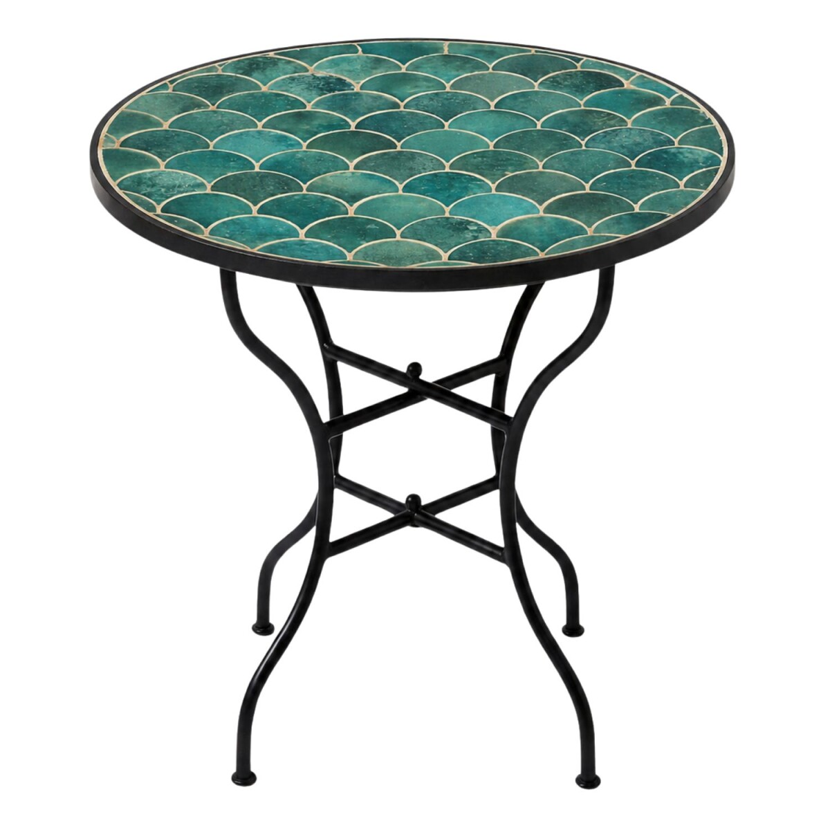 Mesa de mosaico Friglia verde, Ø 60 cm, plegable, de 