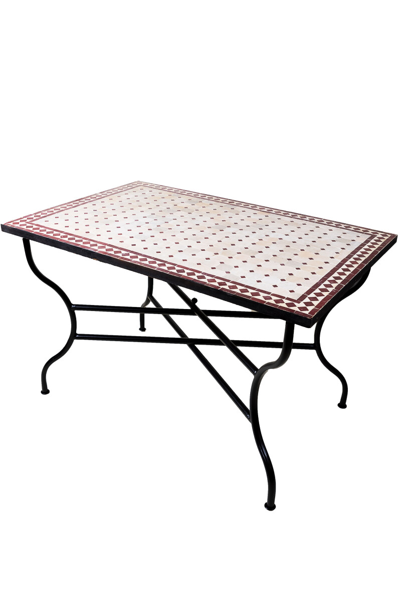 Mesa marroquí con mosaicos de Marrakech, color beige 