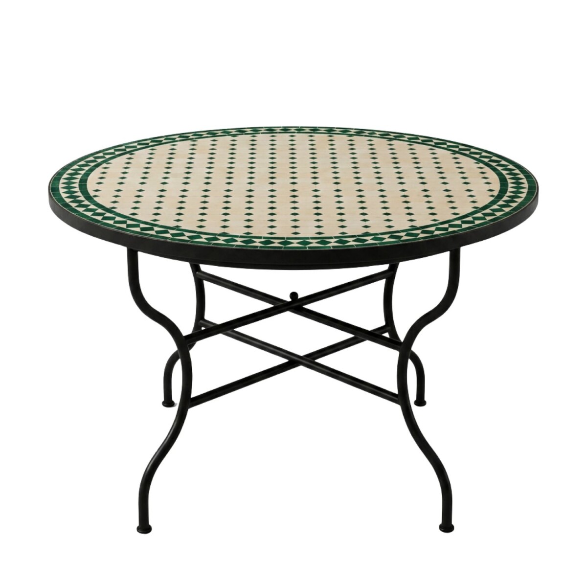 Mesa marroquí con mosaico de Marrakech, en tonos beig