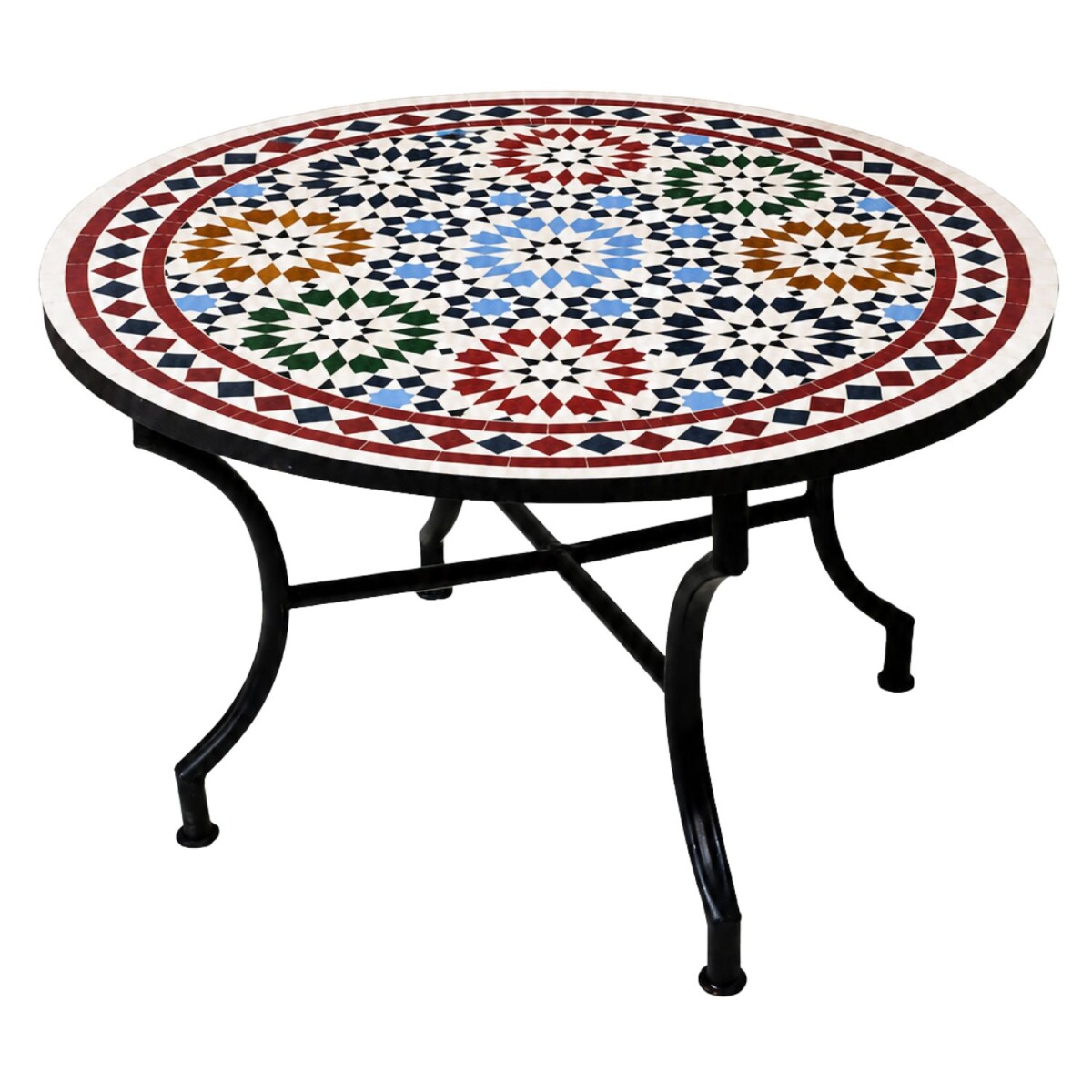 Mesa de centro de mosaico Elmana multicolor, Ø 80 cm,