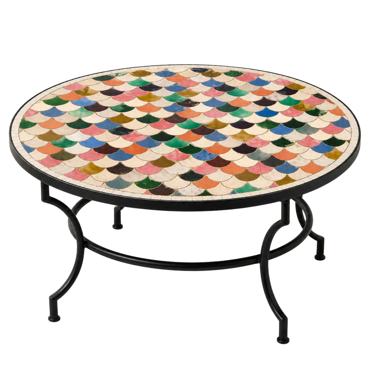 Mesa de centro de mosaico Manarola, multicolor, Ø 100