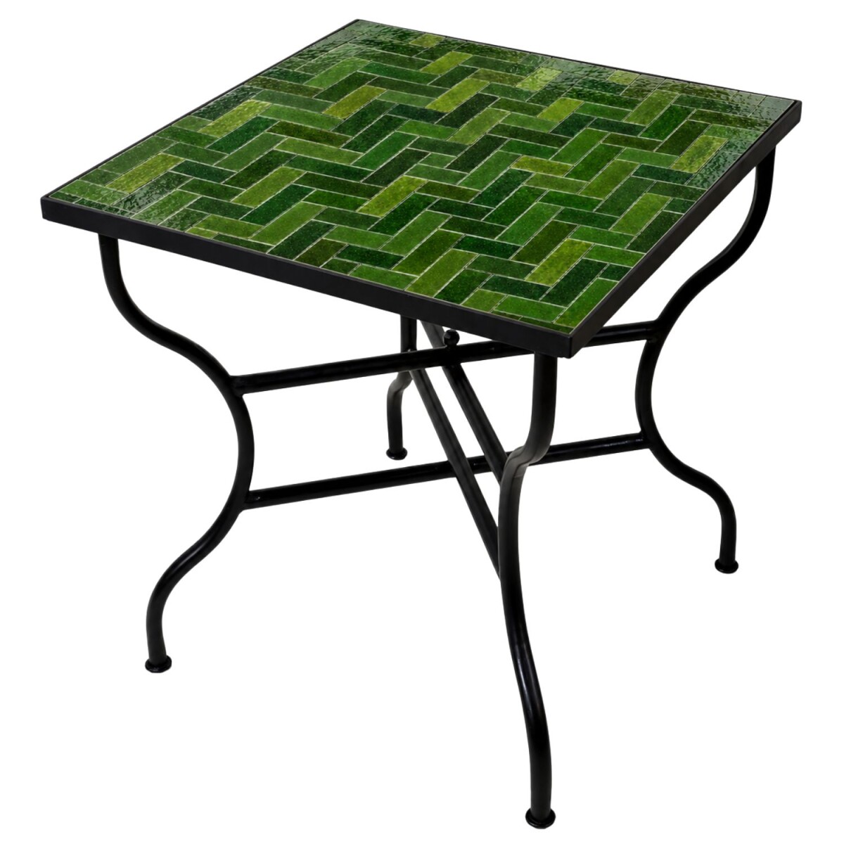 Mesa marroquí de mosaico, verde Gordes, cuadrada, 70 