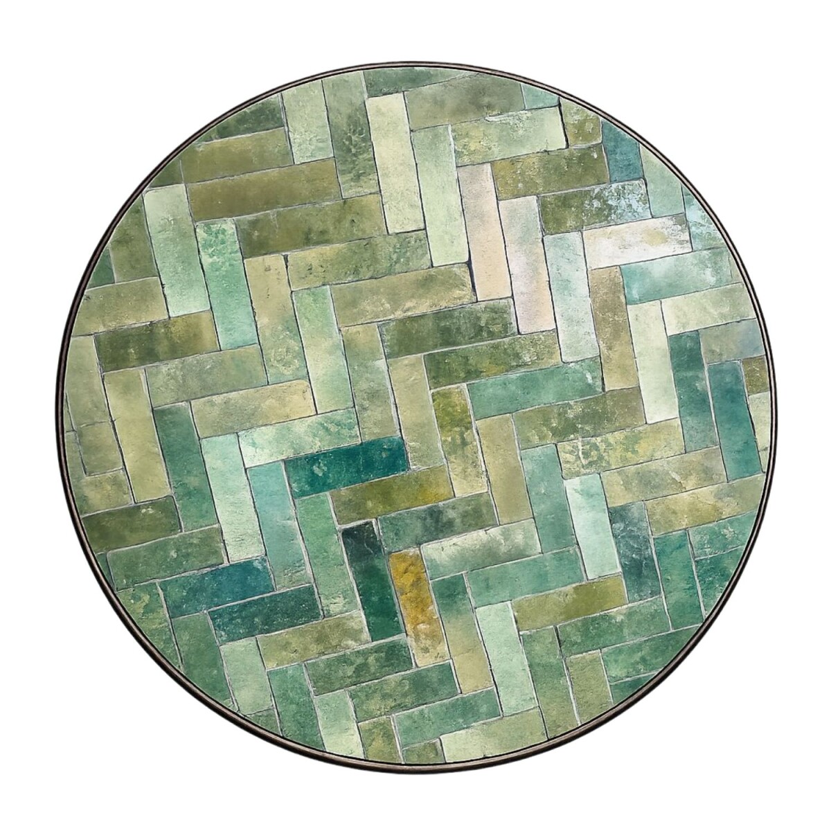 Placa de mosaico redonda «Gordes verde» de 60 cm