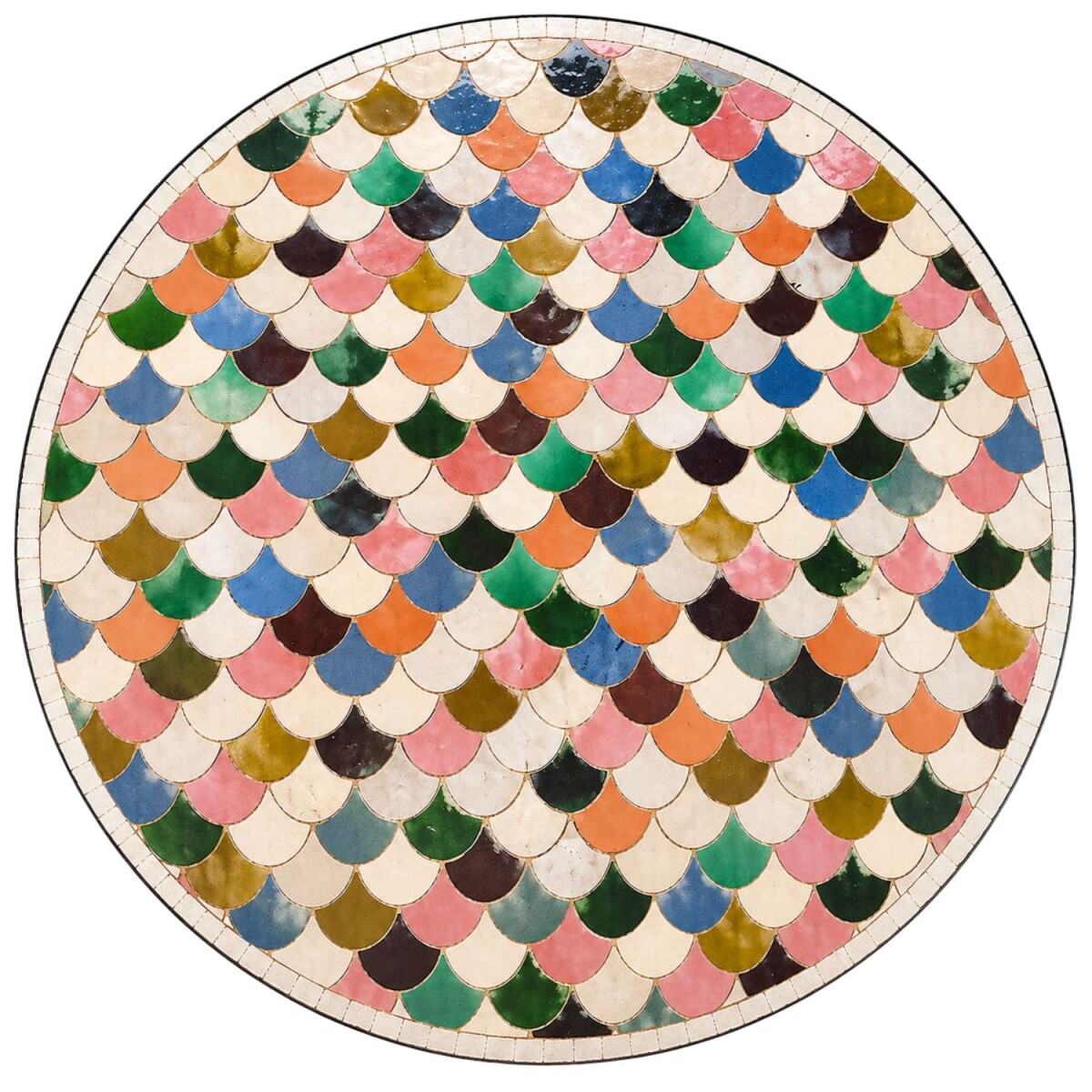 Placa de mosaico redonda «Manarola colorida» de 
