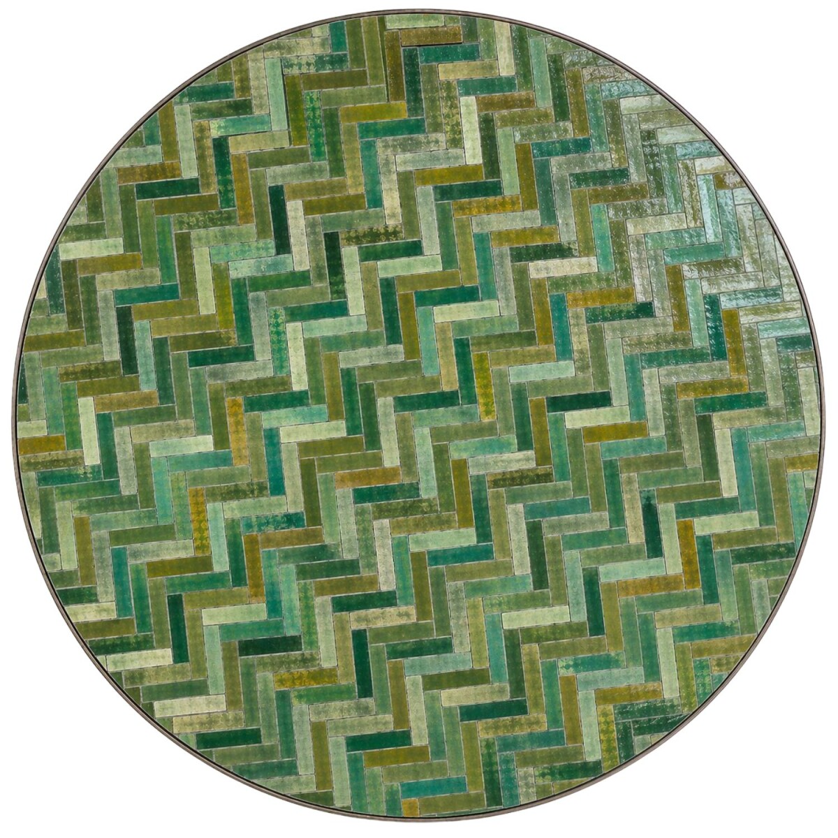 Placa de mosaico redonda «Gordes verde» de 120 c