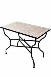 Mesa marroquí con mosaicos de Marrakech, beige y...