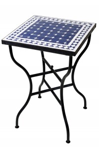 Mesa marroquí con mosaicos de Marrakech, azul y...