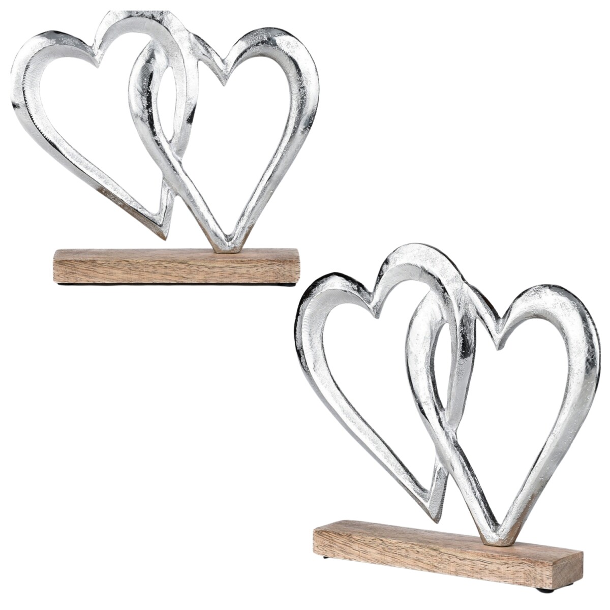 Juego de 2 figuras decorativas en forma de corazón, o
