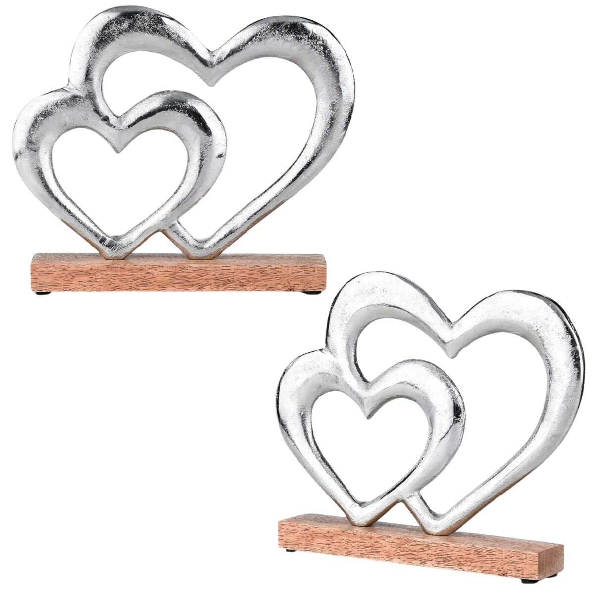 Juego de 2 figuras decorativas en forma de corazón, o