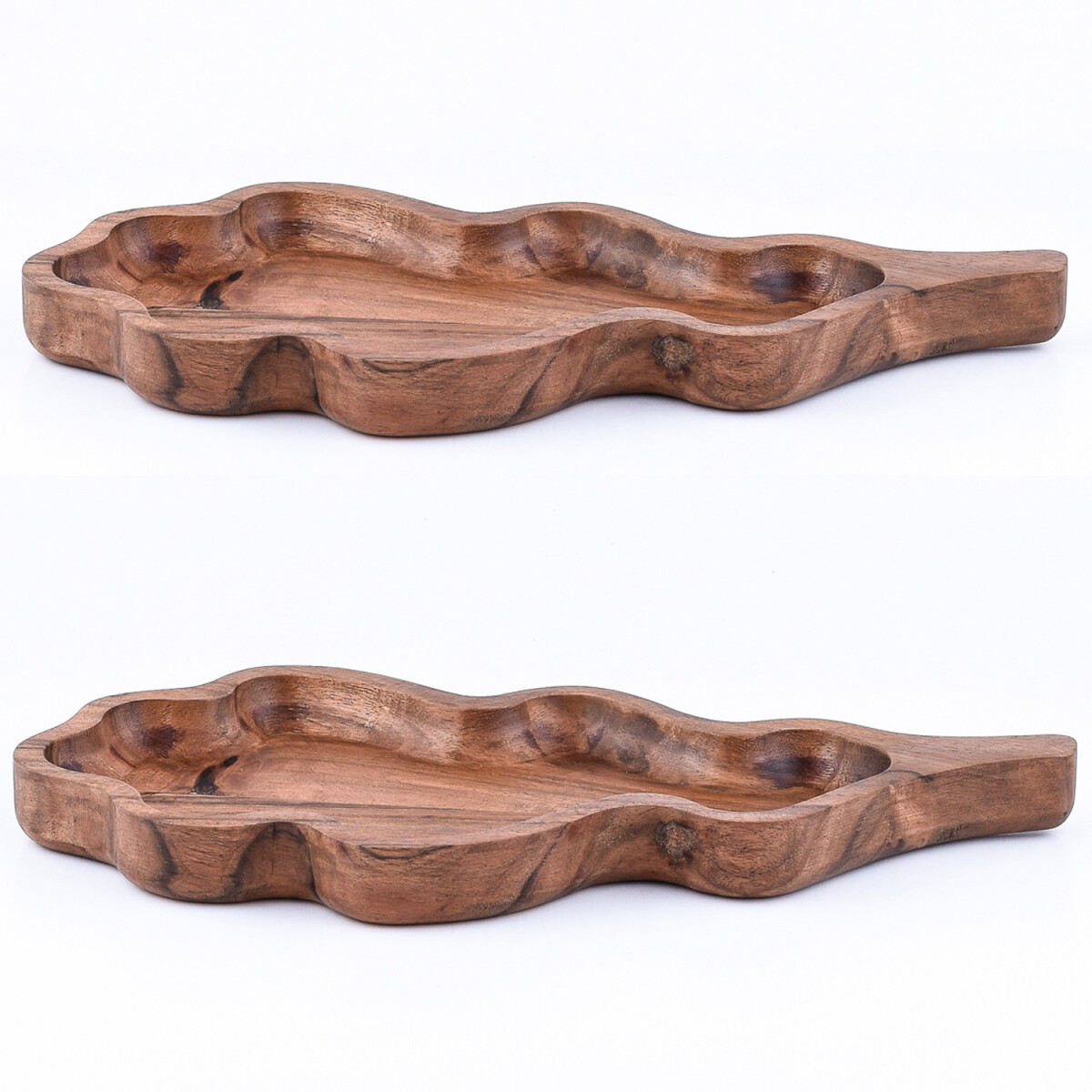 Juego de 2 bandejas de madera de acacia  box